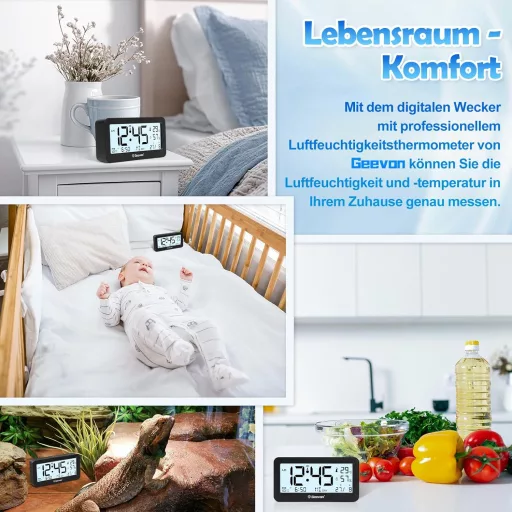 Geevon DCF digitális ébresztőóra rádióval, LED kijelzővel, hőmérővel