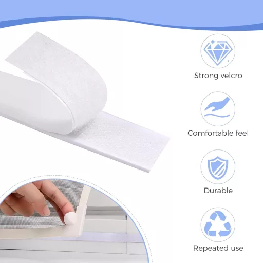 Oderra Öntapadós Szalag 8m - Erős Kétoldalas Tépőzár Ablak Képkeret Szúnyogháló Autó DIY Fehér