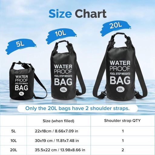 Yeabett 10L vízhatlan strand táska 2 db - vállpánttal, úszáshoz, kajakozáshoz