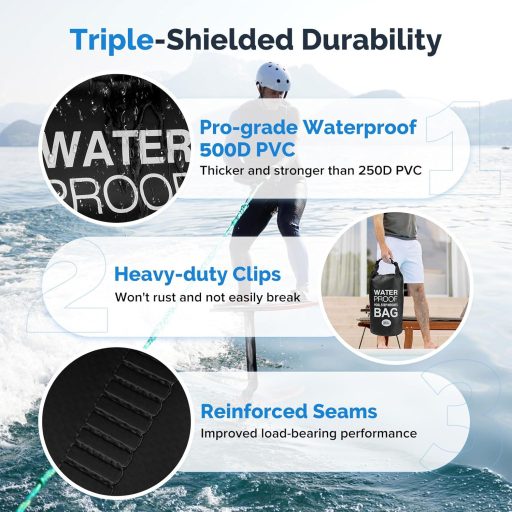 Yeabett 10L vízhatlan strand táska 2 db - vállpánttal, úszáshoz, kajakozáshoz