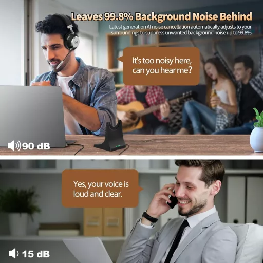 Wantek Wireless Bluetooth Headset Zajszűrő Mikrofonnal 45h Akkumulátor IPX4 Vízálló