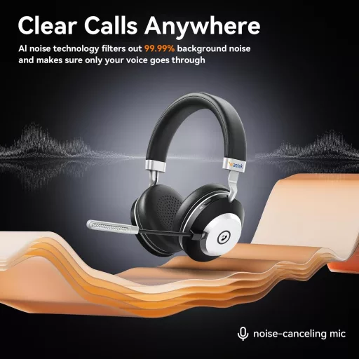 Wantek Wireless Bluetooth Headset Zajszűrő Mikrofonnal 45h Akkumulátor IPX4 Vízálló