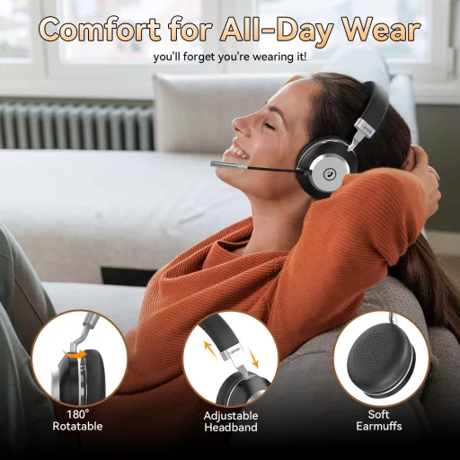 Wantek Wireless Bluetooth Headset Zajszűrő Mikrofonnal 45h Akkumulátor IPX4 Vízálló