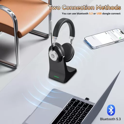 Wantek Wireless Bluetooth Headset Zajszűrő Mikrofonnal 45h Akkumulátor IPX4 Vízálló