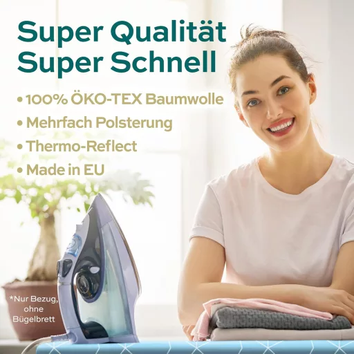 Husă de călcat Timbley 120x40 cm, termoreflectorizantă, căptușită, Oeko-Tex