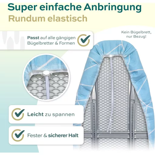 Husă de călcat Timbley 120x40 cm, termoreflectorizantă, căptușită, Oeko-Tex