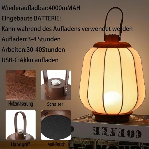 SLSMD bežična stolna lampa s upravljanjem na dodir, 3 boje, mogućnost prigušivanja, 4000 mAh