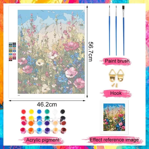 VerLuky Festés számok szerint felnőtteknek, 40x50 cm virág motívummal