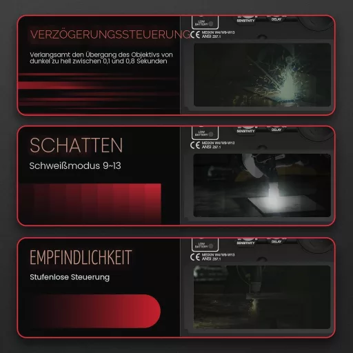 YESWELDER Automata Sötétedő Hegesztőmaszk Napelemes True Colour 4/9-13