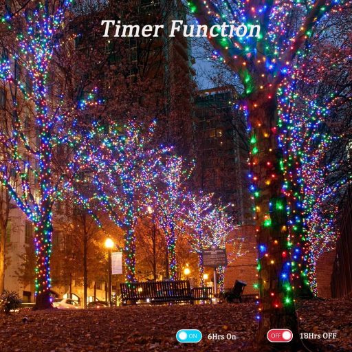 Joomer 20m 200 LED Karácsonyi Fényfüzér Színes Kültéri Vízálló Dekoráció Elemmel