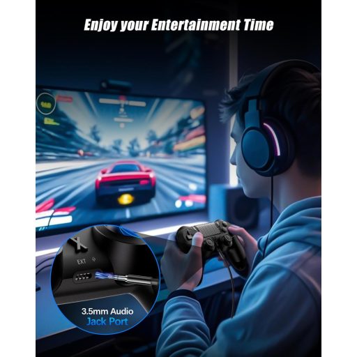 Controller Wireless RUIZHI pentru PS4 - Gamepad pentru Playstation 4 compatibil cu PC, cu funcție Turbo, vibrații și senzori giroscopici