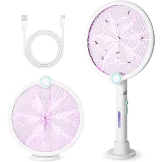   Paletă electrică pliabilă pentru insecte AOOWU cu încărcare USB-C, lampă UV pentru țânțari și insecte