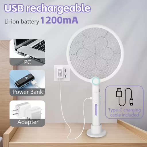 AOOWU Összecsukható Elektromos Légyfogó USB-C Töltéssel, UV Rovarirtó Szúnyog Csapda