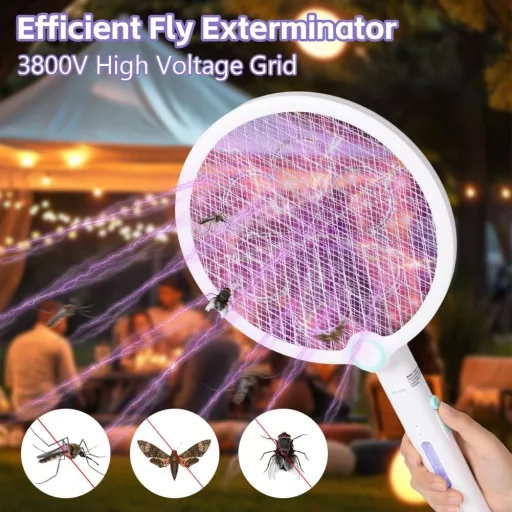 Paletă electrică pliabilă pentru insecte AOOWU cu încărcare USB-C, lampă UV pentru țânțari și insecte