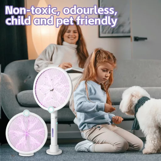 Paletă electrică pliabilă pentru insecte AOOWU cu încărcare USB-C, lampă UV pentru țânțari și insecte