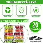 HELISAN Ételtároló Doboz Szett - 20 részes Nagy Kapacitású Tárolódobozok (5x1,74L + 5x1L) - 100% Szivárgásmentes, BPA-mentes Ételtartó Doboz
