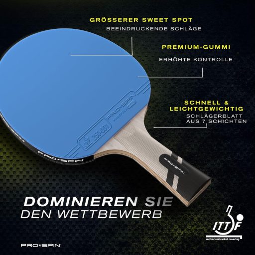 PRO-SPIN Profi Pingpong Ütő Karbon, Spin Gumi, 2.0mm Szivacs Védelemmel