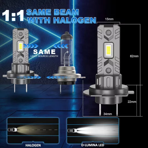 D-Lumina H7 LED Canbus Izzó 100W 16000LM 6500K Hideg Fehér Halogén Helyettesítő 2db