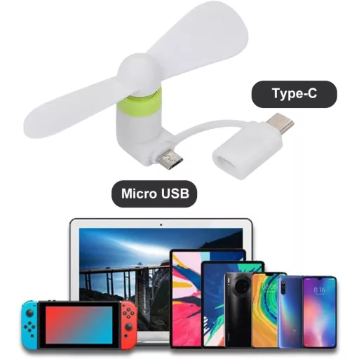 SEMINISMAR Mini USB Ventilátor Telefonhoz, Hordozható Telefon Hűtő Android/Type-C