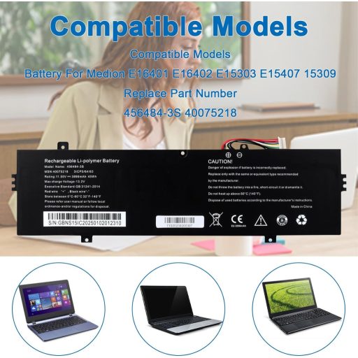 Baterie laptop Li-ion MXJFYY 11.55V 3896mAh pentru seria Medion E16401 E16402 E15303