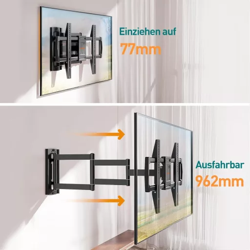 Suport de perete pentru TV ELIVED, 42-75 inch, cu mobilitate completă, capacitate maximă 45 kg.