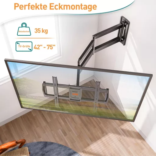 ELIVED 42-75 colos TV tartó fali konzol, teljes mozgású, 45 kg terhelhetőség