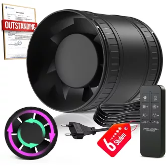   BUMSOU 100mm Kétirányú Csatornaventilátor 6 Fokozat Távirányítóval