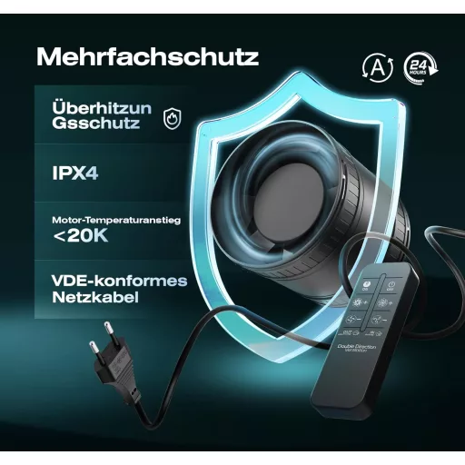 BUMSOU 100mm Kétirányú Csatornaventilátor 6 Fokozat Távirányítóval