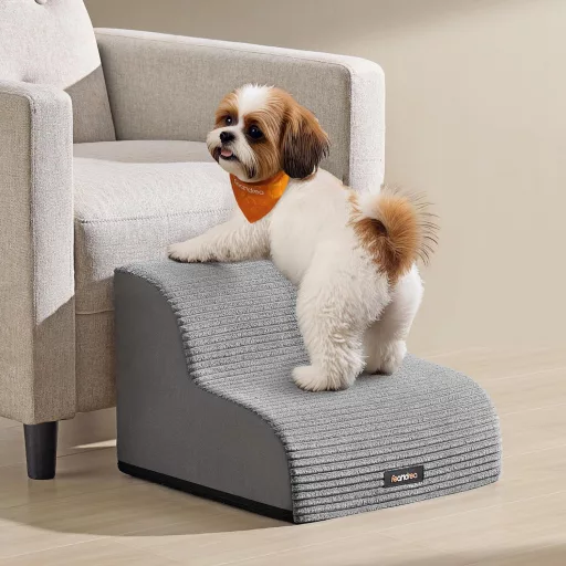 Feandrea 2 lépcsős kutyalépcső ágyhoz kanapéhoz vízálló csúszásmentes szürke - 2 Steps(40L x 40W x 30H cm), gray