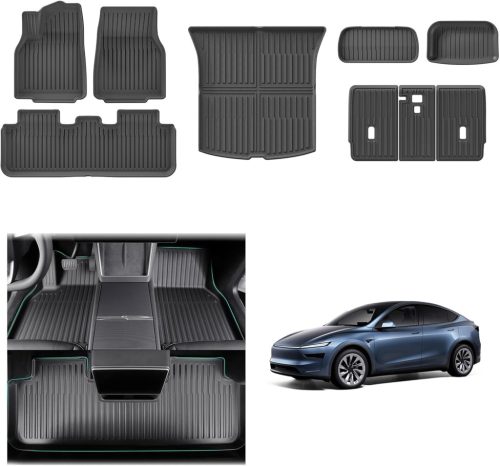 GAFAT Tesla Model Y Juniper 2025-2026 TPE Szőnyegszett - 9 részes, Időjárásálló, 3D Lézerszkennelt Autószőnyeg és Csomagtartó Szőnyeg, Csúsz