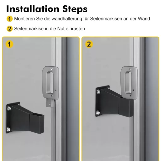 Zidni nosač Enhon za bočnu tendu, crni metalni držač s vijcima