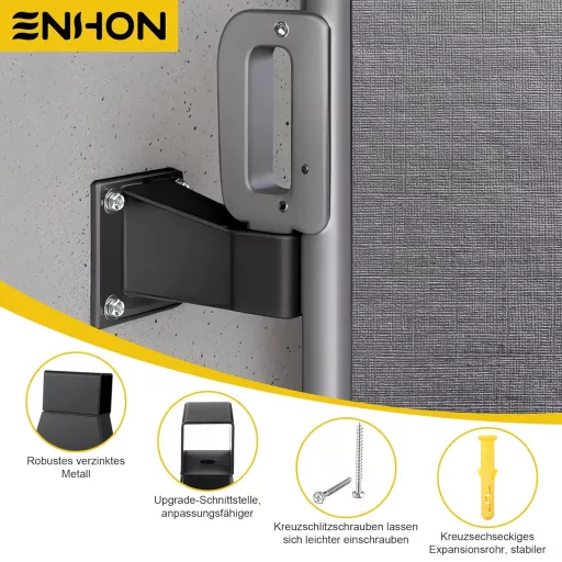 Enhon fali konzol oldalnapellenzőhöz, fekete fém tartó csavarokkal