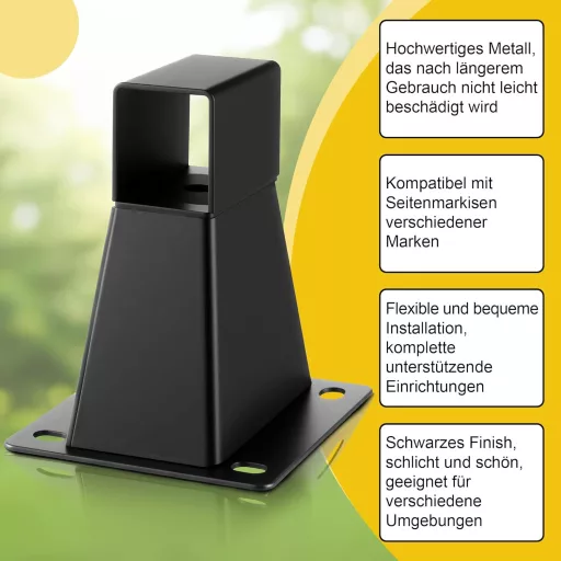 Consolă de perete Enhon pentru copertină laterală, suport metalic negru cu șuruburi.