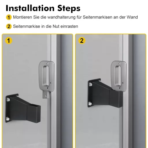 Enhon fali konzol oldalnapellenzőhöz, fekete fém tartó csavarokkal