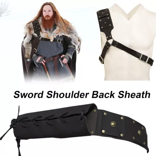 Kiuiom Curea ajustabilă din piele pentru sabie, spate, costum katana samurai