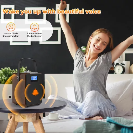 Rádio MONODEAL DAB+ s Bluetooth, duálny budík, nabíjateľné kuchynské rádio