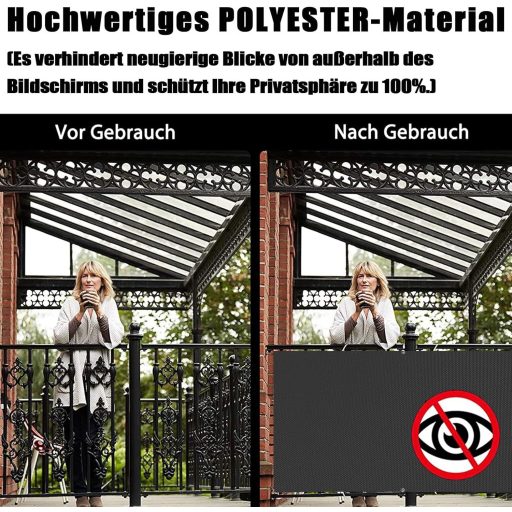 HUAXIQUE Balkonska privatnost siva 80x1000cm zaštita od vjetra 100% pokrivenost