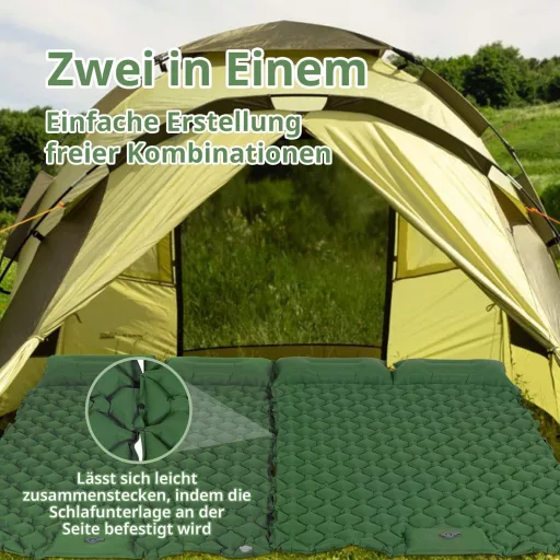 KioGro Önfelfújó Kempingmatrac 2 Személyes, Lábpumpa, Integrált Párna, Vízálló 120x190cm