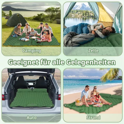 KioGro Önfelfújó Kempingmatrac 2 Személyes, Lábpumpa, Integrált Párna, Vízálló 120x190cm