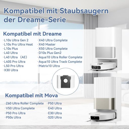 howekuze 10 db porszívó porzsák Dreame L40s Pro Ultra/L10s Ultra/X40/X50/L10 robotporszívóhoz