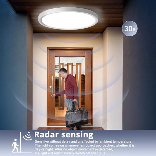 GOOSKI 24W LED Mennyezeti Lámpa Mozgásérzékelővel, 4000K Semleges Fehér, Lapos Design