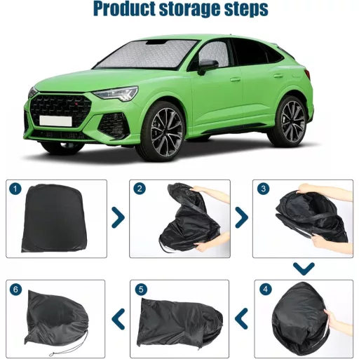 kswiown Audi Q3 F3 napellenző szett 3 részes, összecsukható hővédelem tárolóval