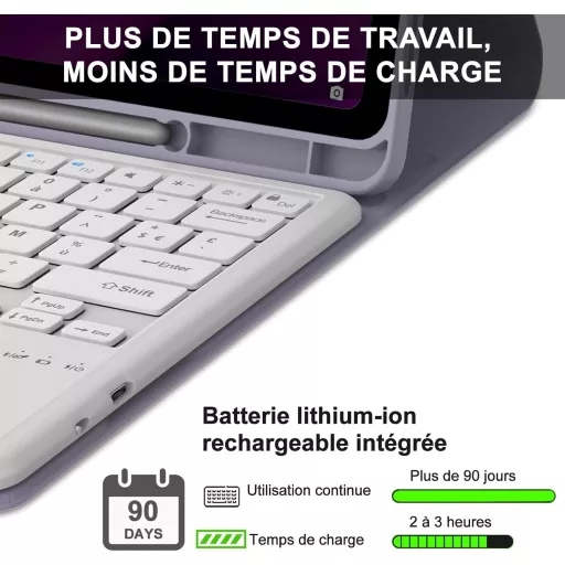 IVEOPPE Lenovo Tab P12 12,7" Billentyűzetes Tok AZERTY Lavanda