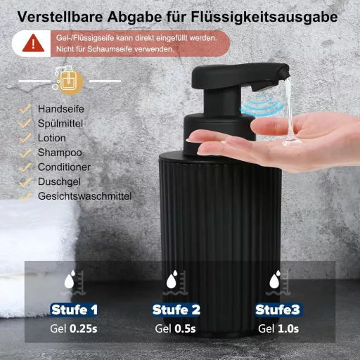 Phneems Automata Szappan Adagoló Érzékelős USB Fekete Fürdőszoba Konyha