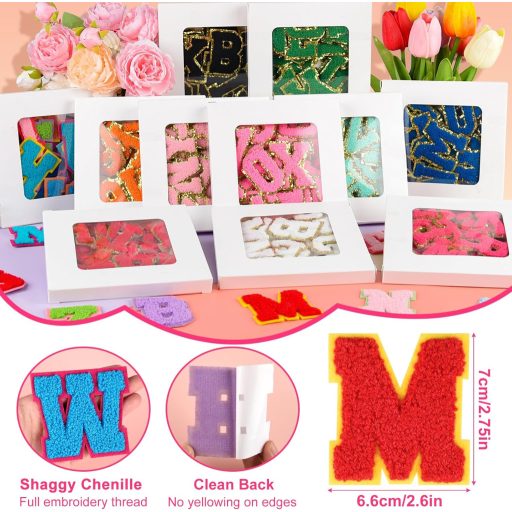 ASTARON 26 darabos öntapadós betű patch szett, hímzett ABC felvarró készlet vegyes színekben