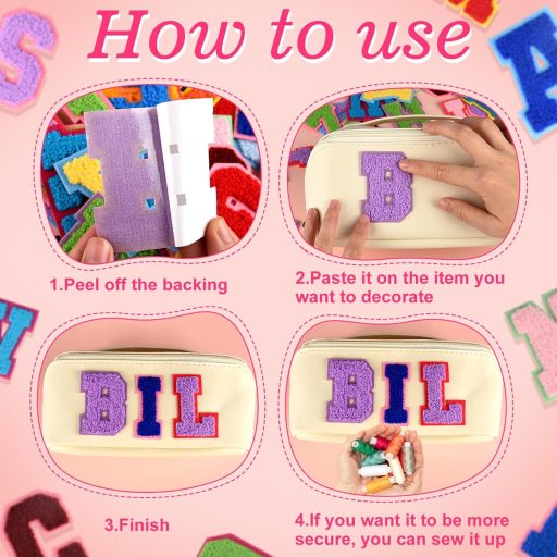 ASTARON 26 darabos öntapadós betű patch szett, hímzett ABC felvarró készlet vegyes színekben