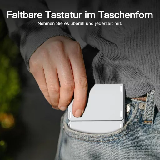 Vobafe Összehajtható Bluetooth Billentyűzet Touchpaddal - Hordozható Mini Billentyűzet 3 Bluetooth Csatornával iOS, Android, Windows Eszközö