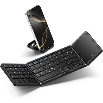   Vobafe Bluetooth Összecsukható Billentyűzet Touchpaddal, Hordozható Vezeték Nélküli Mini Billentyűzet QWERTZ