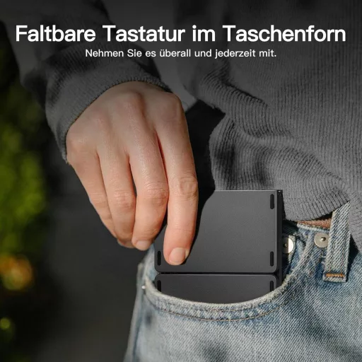 Vobafe Bluetooth Összecsukható Billentyűzet Touchpaddal, Hordozható Vezeték Nélküli Mini Billentyűzet QWERTZ