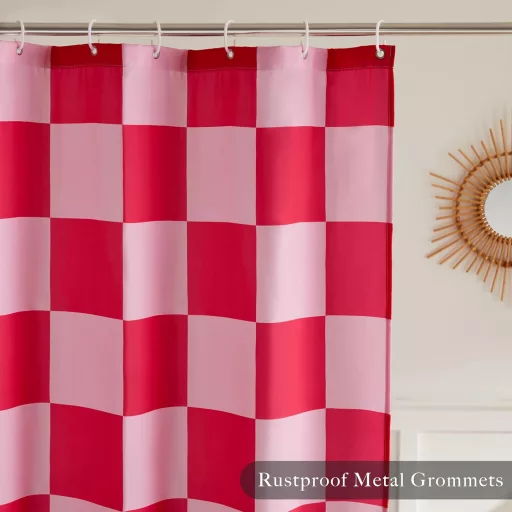 Ohocut Vintage Kockás Zuhanyfüggöny 72x72 Inch Rózsaszín Mosható